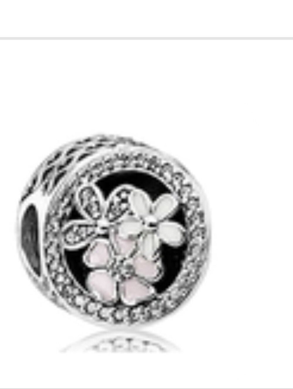 Pink Enamel Daisy Charm Bead